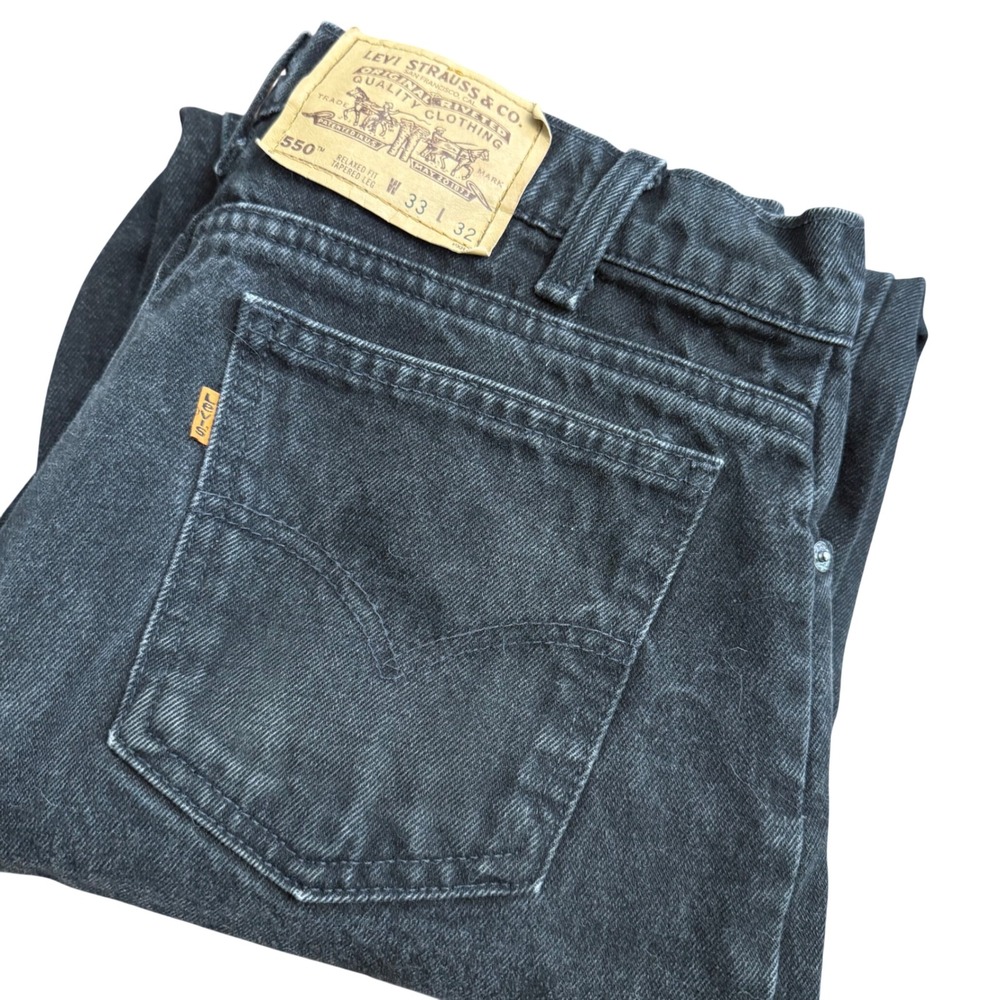 Levis 550 Orange Tab Relaxed Fit Tapered Leg Black Jean 33x32(32x31) '94 Vintage
